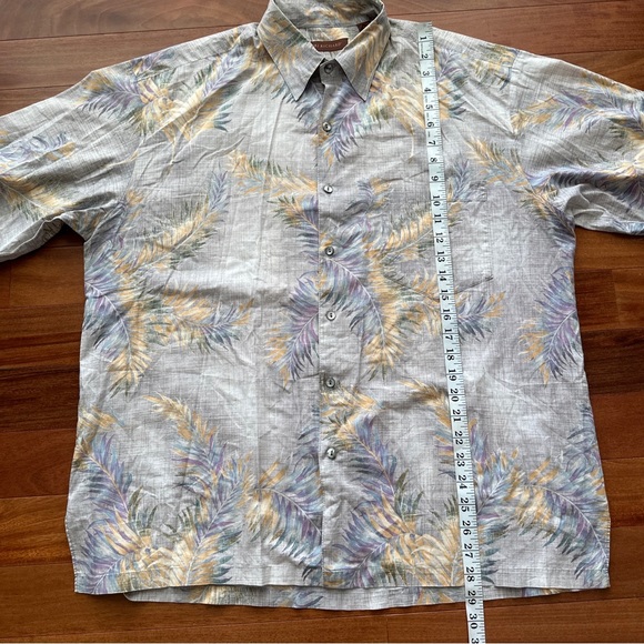 Tori Richard Button Down Hawaiian Shirt Mens Large Palm Leaf Print Gray - Picture 7 of 9